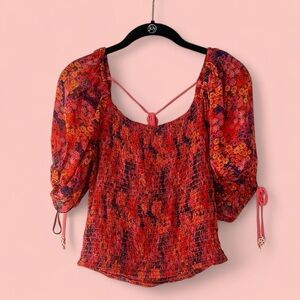 Free People hot pink floral crop top